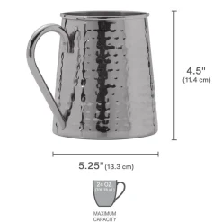 Drew and Jonathan Stainless Hammered Set of 2 Beer Mugs- Coffee Mugs