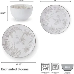 Pfaltzgraff® Enchanted Bloom 12 Piece Dinnerware Set, Service for 4- Dinnerware Service For 4
