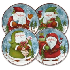 Pfaltzgraff® Evergreen Ernie Set of 4 Santa Salad Plates- Salad Plates