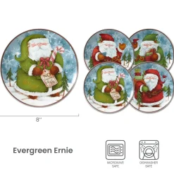 Pfaltzgraff® Evergreen Ernie Set of 4 Santa Salad Plates- Salad Plates