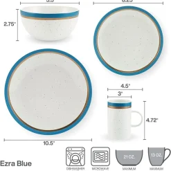 Pfaltzgraff® Ezra Blue 16 Piece Dinnerware Set, Service for 4- Dinnerware Service For 4