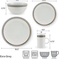 Pfaltzgraff® Ezra Grey 16 Piece Dinnerware Set, Service for 4- Dinnerware Service For 4