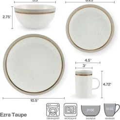 Pfaltzgraff® Ezra Taupe 16 Piece Dinnerware Set, Service for 4- Dinnerware Service For 4
