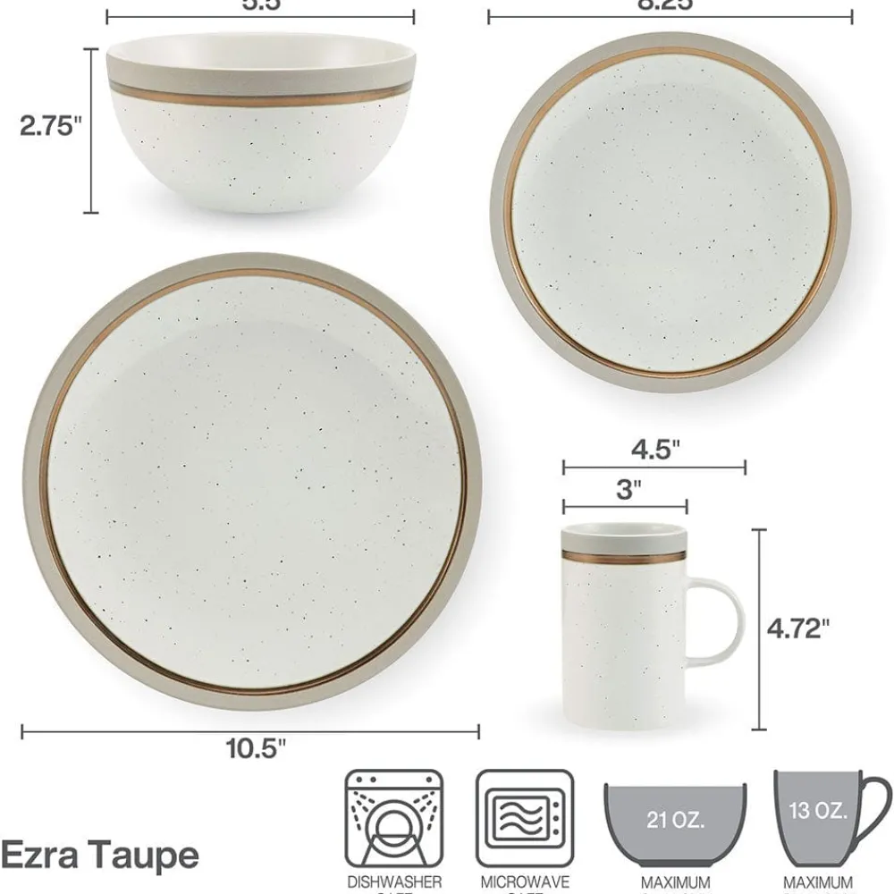 Pfaltzgraff® Ezra Taupe 16 Piece Dinnerware Set, Service for 4- Dinnerware Service For 4