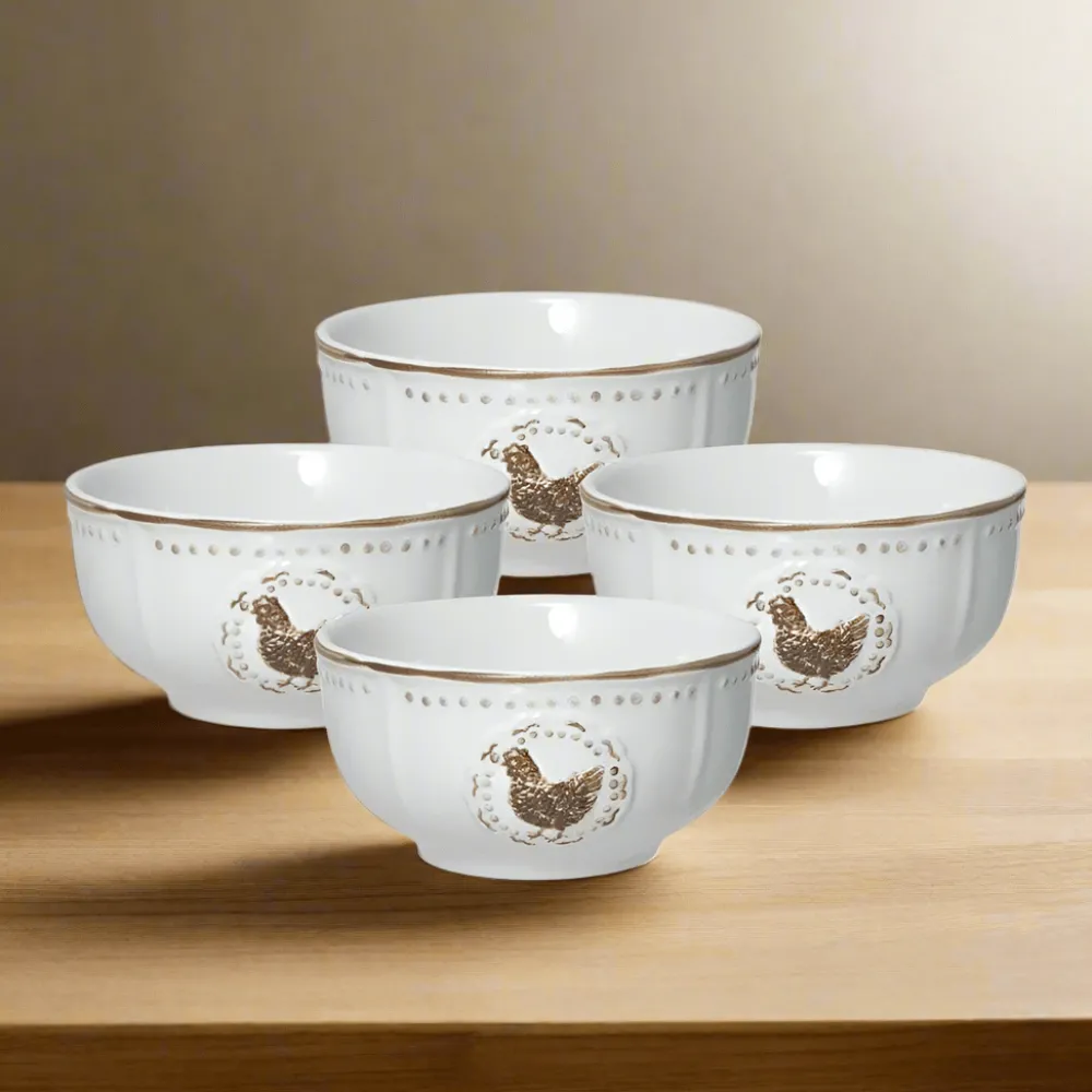 Pfaltzgraff® Farmhouse Hen Set of 4 Fruit Bowls- Fruit Bowls