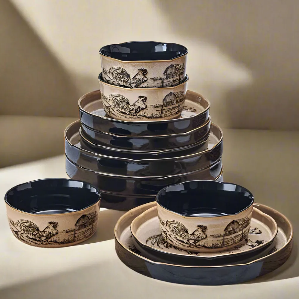 Pfaltzgraff® Farmyard Rooster 12 Piece Dinnerware Set, Service for 4- Dinnerware Service For 4