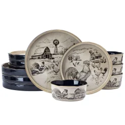 Pfaltzgraff® Farmyard Rooster 12 Piece Dinnerware Set, Service for 4- Dinnerware Service For 4