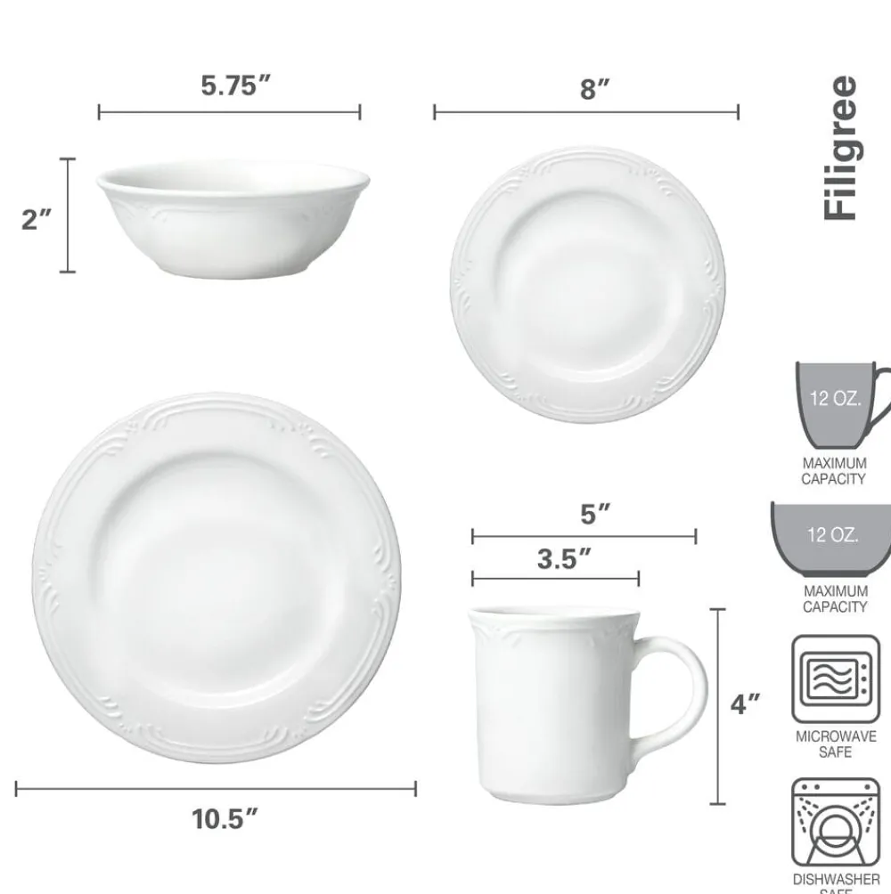 Pfaltzgraff® Filigree® Dinnerware Set- Dinnerware Service For 8|Dinnerware Service For 4