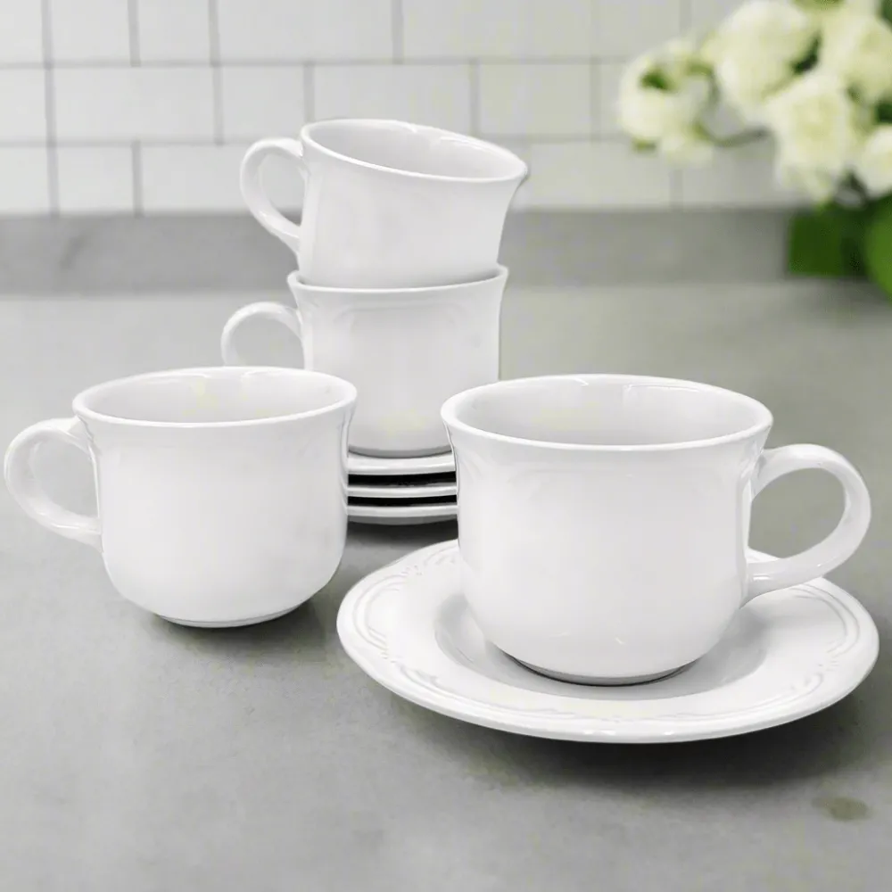 Pfaltzgraff® Filigree® Set of 4 Tea Cups and Saucers- Teacups