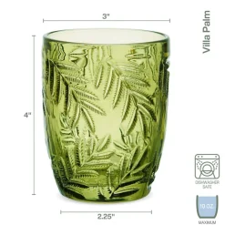 Fitz and Floyd Villa Palm Set of 4 Double Old Fashioned Glasses- Drinking Glasses