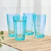 Fitz and Floyd Wildflower Highball Glasses Set of 4, Blue- Drinking Glasses