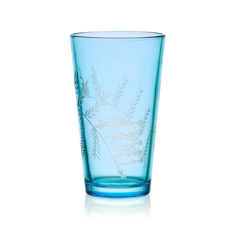 Fitz and Floyd Wildflower Highball Glasses Set of 4, Blue- Drinking Glasses