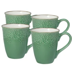 Pfaltzgraff® French Lace Set of 4 Green Mugs- Coffee Mugs
