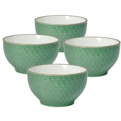 Pfaltzgraff® French Lace Set of 4 Green Soup Cereal Bowls- Soup Cereal Bowls