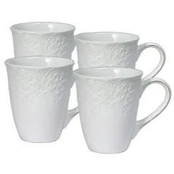 Pfaltzgraff® French Lace Set of 4 White Mugs- Coffee Mugs