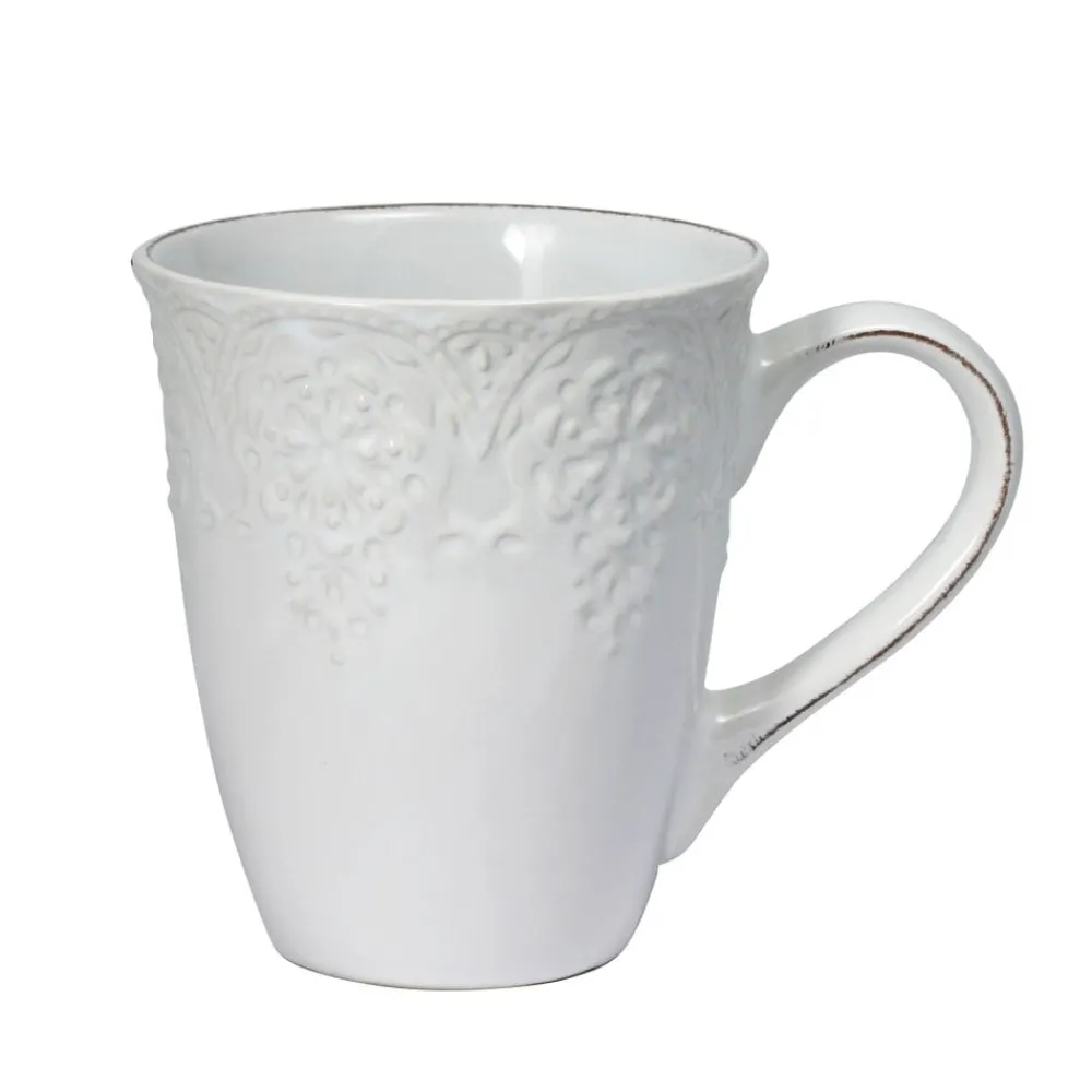 Pfaltzgraff® French Lace Set of 4 White Mugs- Coffee Mugs