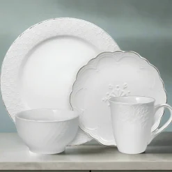 Pfaltzgraff® French Lace White Dinnerware Set- Dinnerware Service For 8|Dinnerware Service For 4