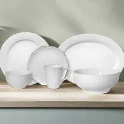 Pfaltzgraff® French Lace White Service for 8 with Serveware- Dinnerware Service For 8