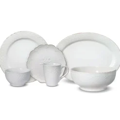 Pfaltzgraff® French Lace White Service for 8 with Serveware- Dinnerware Service For 8