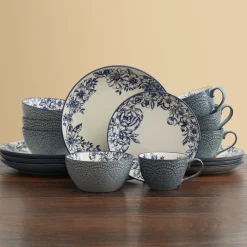 Pfaltzgraff® Gabriela Blue 16 Piece Dinnerware Set, Service for 4- Dinnerware Service For 4