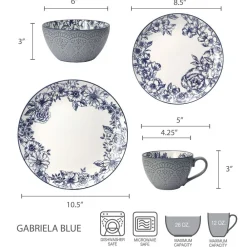 Pfaltzgraff® Gabriela Blue 16 Piece Dinnerware Set, Service for 4- Dinnerware Service For 4