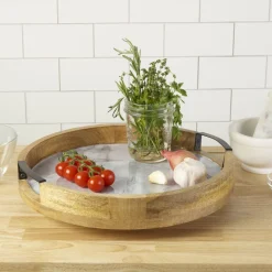Gourmet Basics® Gray Marble Lazy Susan Serve Tray- Lazy Susans