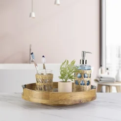 Gourmet Basics® Gray Marble Lazy Susan Serve Tray- Lazy Susans