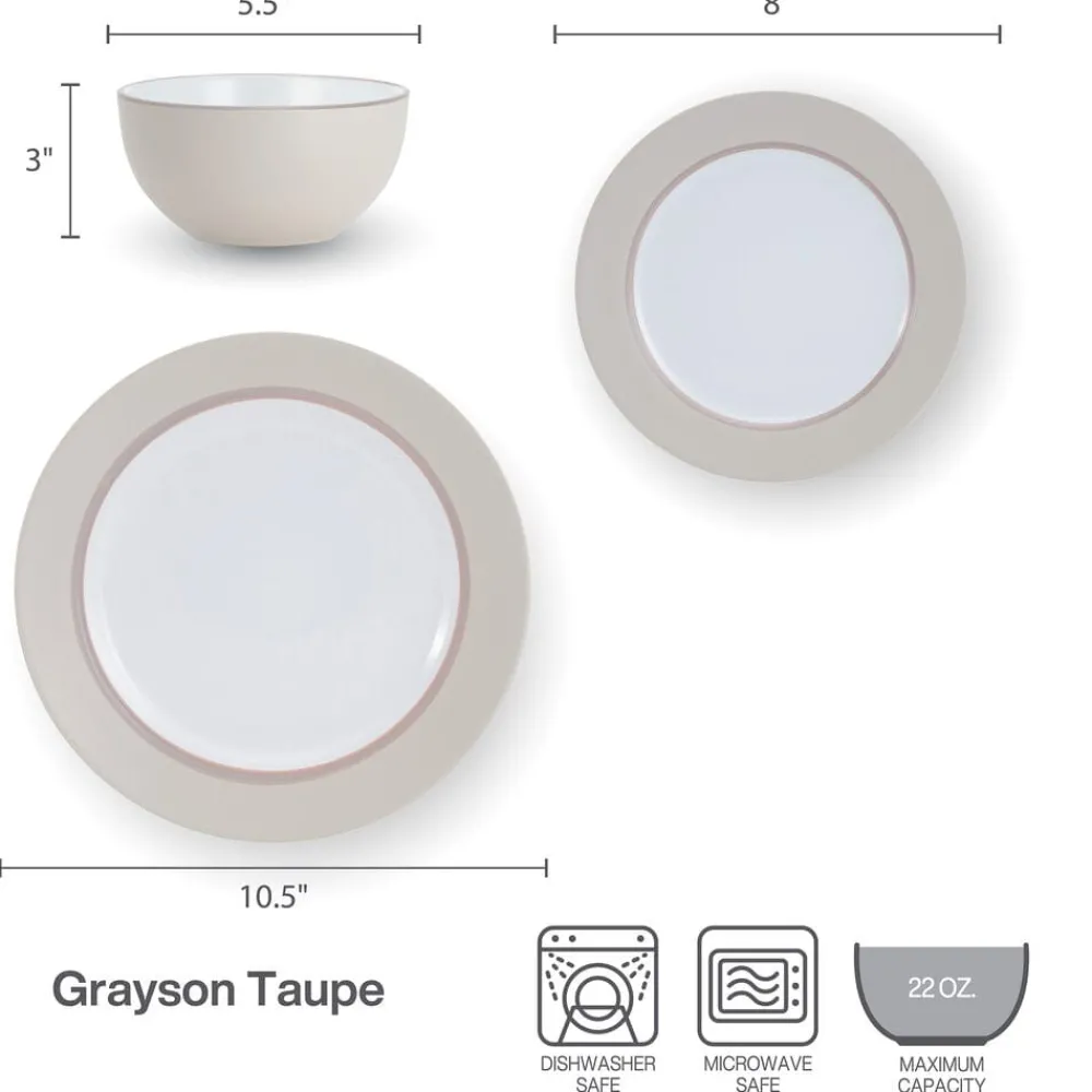 Pfaltzgraff® Grayson Taupe 12 Piece Dinnerware Set, Service for 4- Dinnerware Service For 4