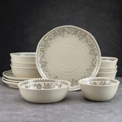 Pfaltzgraff® Hayden Grey 12 Piece Dinnerware Set, Service for 4- Dinnerware Service For 4