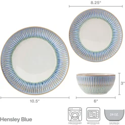 Pfaltzgraff® Hensley Blue 12 Piece Dinnerware Set, Service for 4- Dinnerware Service For 4