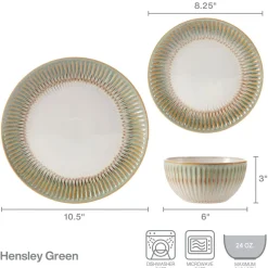 Pfaltzgraff® Hensley Green 12 Piece Dinnerware Set, Service for 4- Dinnerware Service For 4