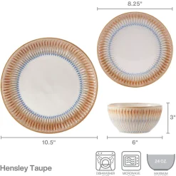 Pfaltzgraff® Hensley Taupe 12 Piece Dinnerware Set, Service for 4- Dinnerware Service For 4