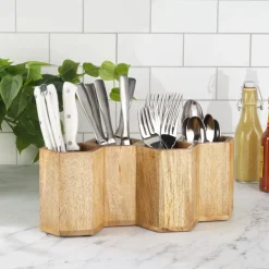 Gourmet Basics® Hex Wood Flatware Storage Caddy- Flatware Caddies
