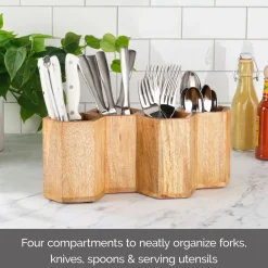 Gourmet Basics® Hex Wood Flatware Storage Caddy- Flatware Caddies