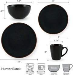 Pfaltzgraff® Hunter Black 16 Piece Dinnerware Set, Service for 4- Dinnerware Service For 4