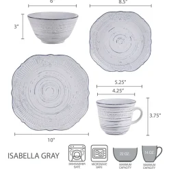 Pfaltzgraff® Isabella Gray 16 Piece Dinnerware Set, Service for 4- Dinnerware Service For 4