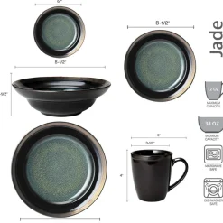 Gourmet Basics® Jade Dinnerware Set- Dinnerware Service For 8|Dinnerware Service For 4