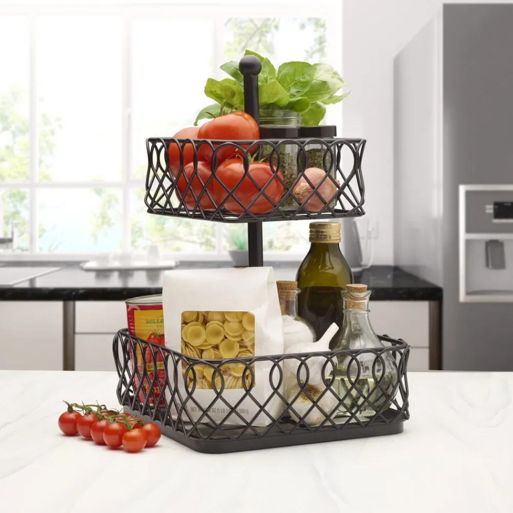 Gourmet Basics® Juliette 2 Tier Storage Basket- Fruit And Storage Baskets