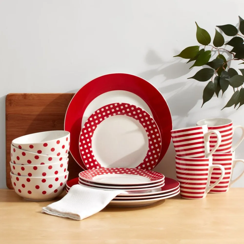 Pfaltzgraff® Kenna Red 16 Piece Dinnerware Set, Service for 4- Dinnerware Service For 4