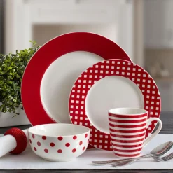 Pfaltzgraff® Kenna Red 16 Piece Dinnerware Set, Service for 4- Dinnerware Service For 4
