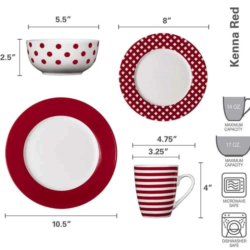 Pfaltzgraff® Kenna Red 16 Piece Dinnerware Set, Service for 4- Dinnerware Service For 4