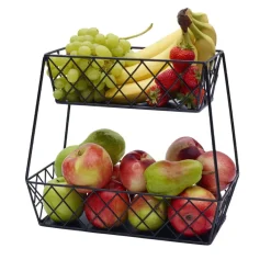Gourmet Basics® Lattice Farm Flat Back 2 Tier Storage Basket- Fruit And Storage Baskets