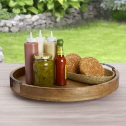 Gourmet Basics® Lazy Susan Mango Wood Serve Tray, 18 Inch- Lazy Susans