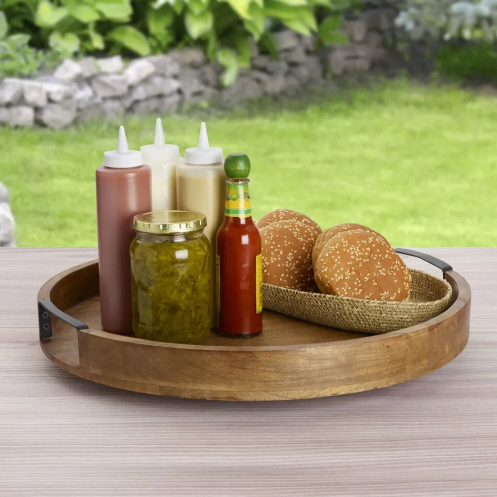 Gourmet Basics® Lazy Susan Mango Wood Serve Tray, 18 Inch- Lazy Susans