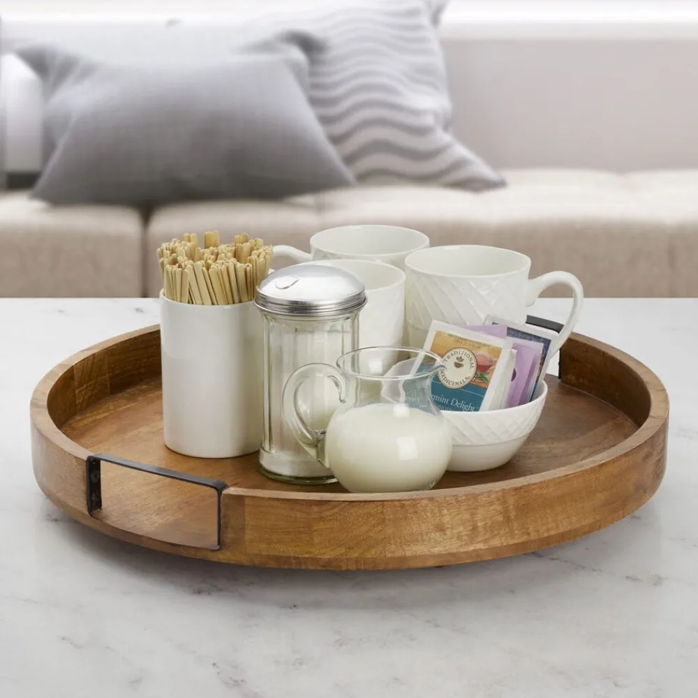 Gourmet Basics® Lazy Susan Mango Wood Serve Tray, 18 Inch- Lazy Susans