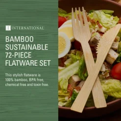 International® Silver Let's Eat 72 Piece Bamboo Flatware Set- Sets