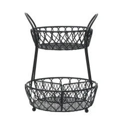 Gourmet Basics® Loop and Lattice 2 Tier Basket with Divider- Fruit And Storage Baskets