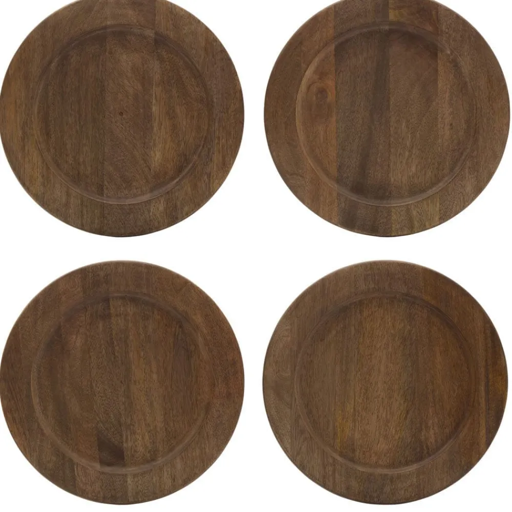 Gourmet Basics® Mango Wood Set of 4 Charger Plates- Decor