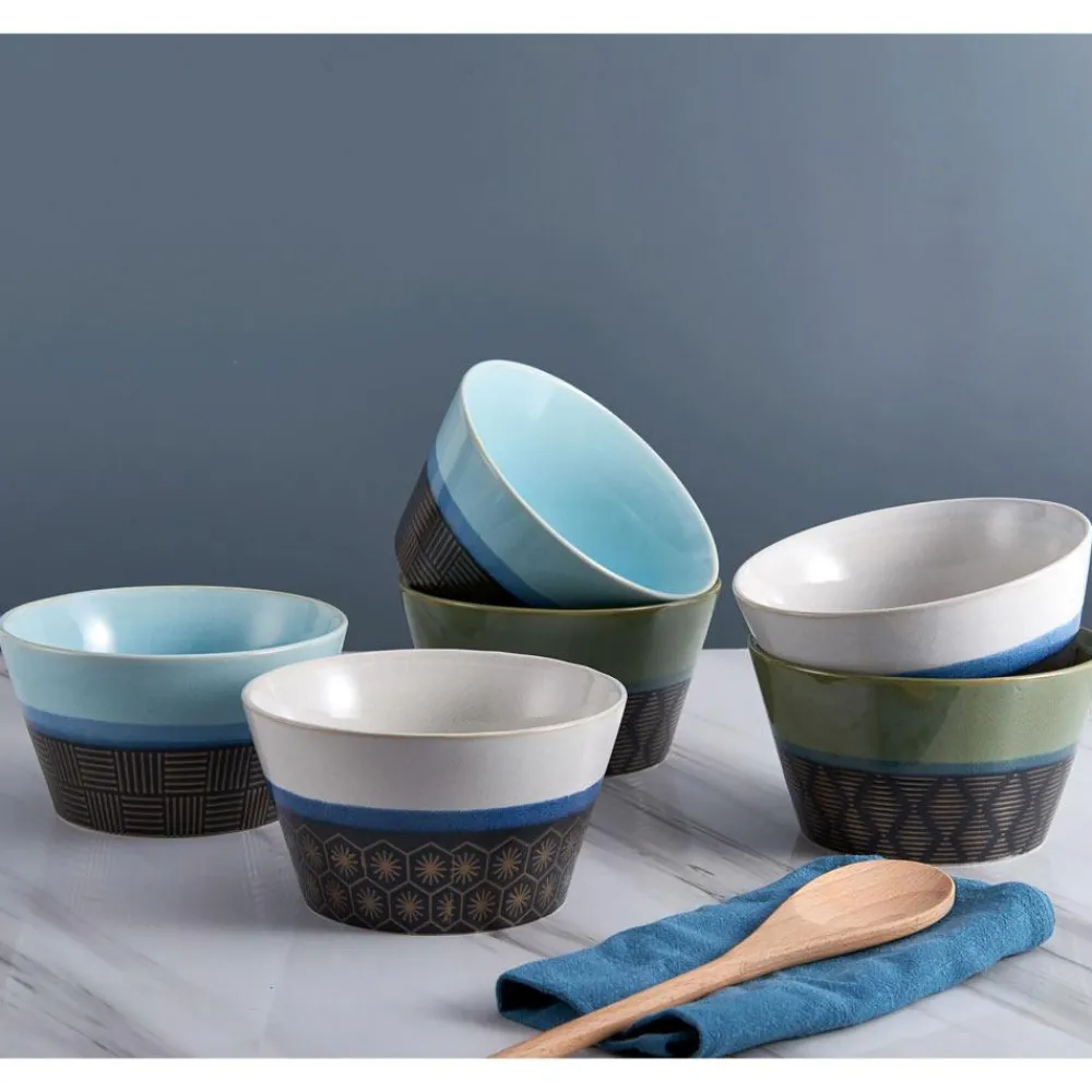 Pfaltzgraff® Marcus Conical Set of 6 Soup Cereal Bowls, Assorted- Soup Cereal Bowls