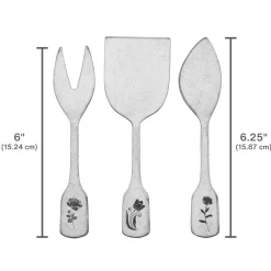 Towle® Living Matte Floral 3 Piece Cheese Spreader Set- Openstock